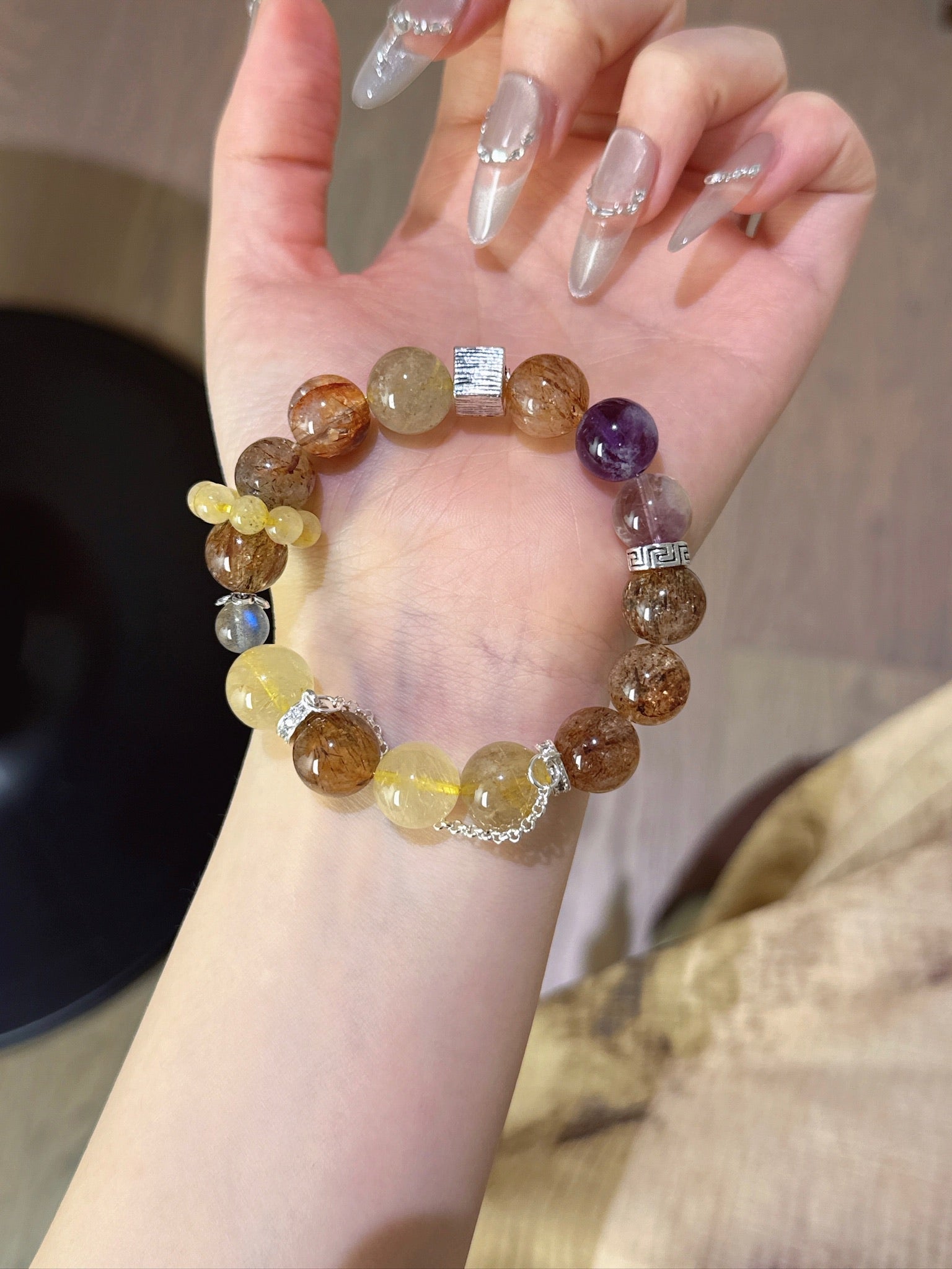 ▫️▪️ Purple Ghost Black Gold Super Blonde Crystal Gray Moonlight Bracelet